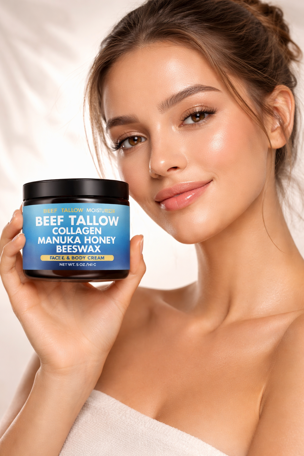 Beef Tallow Collagen Manuka Honey Beeswax Natural Beef Tallow Moisturizer for Skin 7 in 1 Grass-fed Tallow and Manuka Honey Balm for Face Body