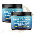 Beef Tallow Collagen Manuka Honey Beeswax Natural Beef Tallow Moisturizer for Skin 7 in 1 Grass-fed Tallow and Manuka Honey Balm for Face Body